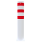 Barrier bollard | Steel tube  273 x 5 mm | stationary | for dowel fixing | hot-dip galvanized and white coatedwith three red reflecting stripes | total length: 1500 mm | with welded steel cap